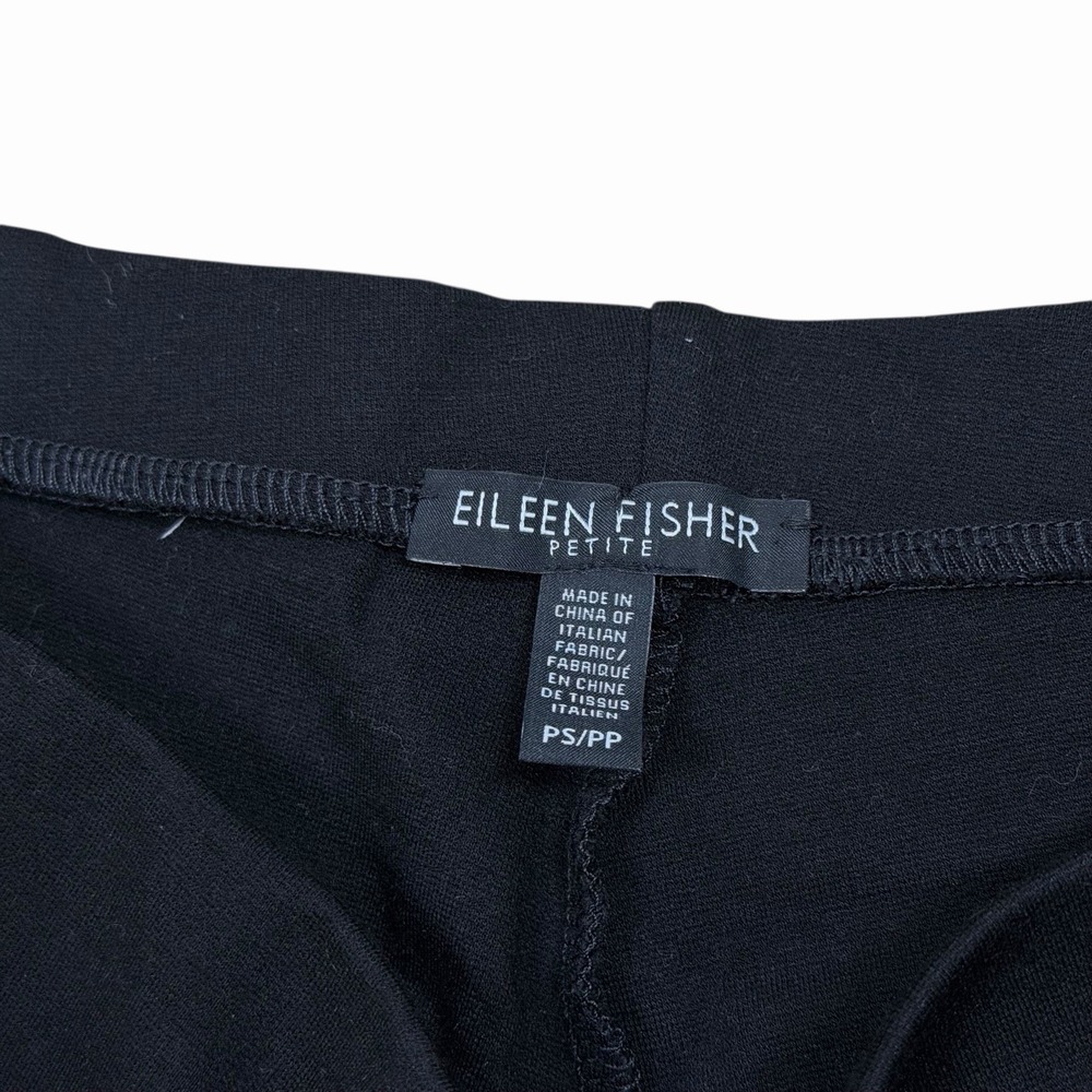 EILEEN FISHER Pants PP Petite Stretch Organic Cotton Slim Ankle Zip Twill Black - Picture 5 of 6